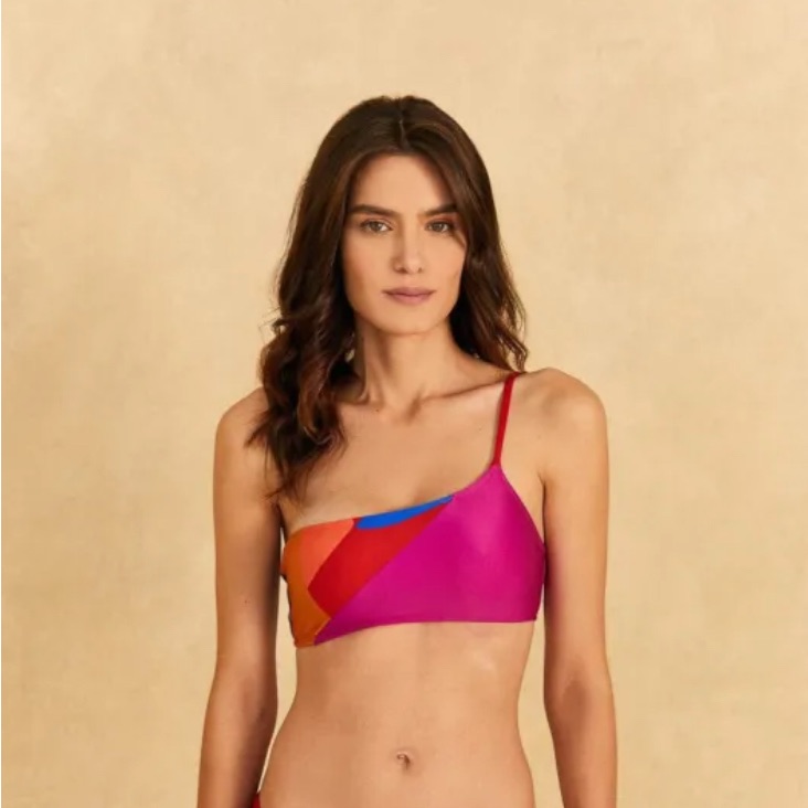Brand New Farm Rio Colorful Leaves Bikini Top
